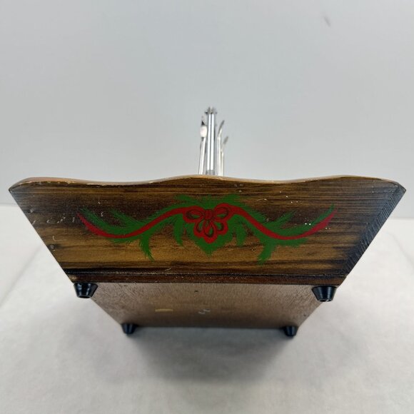 Vintage Wooden Nut Dish 9" Metal Nutcracker Picks MCM Hand-Painted Pinecones - Picture 6 of 15